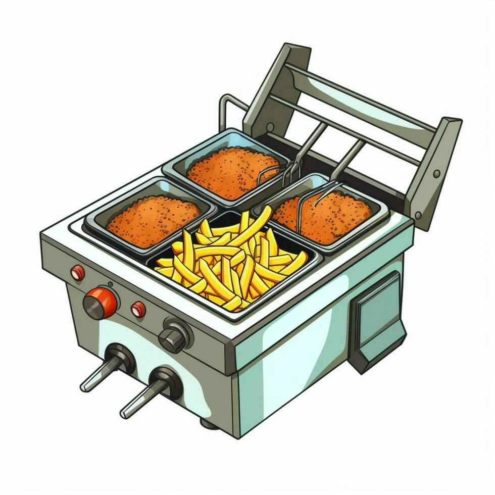 Deep Fryer 2d cartoon illustraton on white background high photo