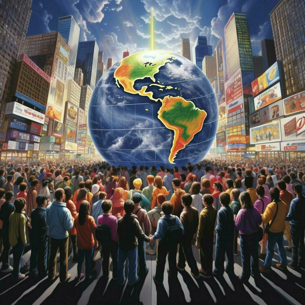 Depict the global unity and cooperation that emerged durin photo