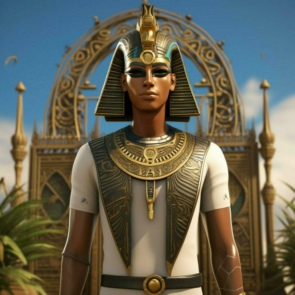 Design a 3D avatar inspired by Egyptian mythology with hie photo