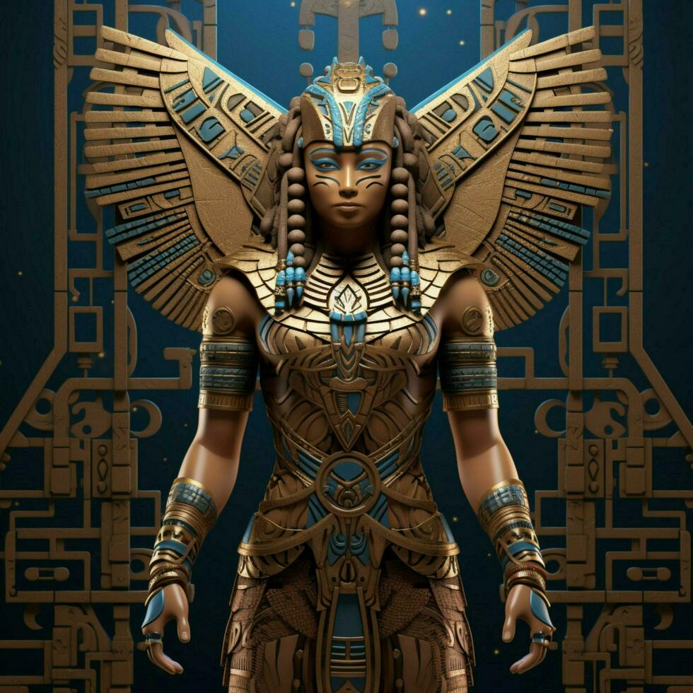 Design a 3D avatar inspired by Egyptian mythology with hie photo