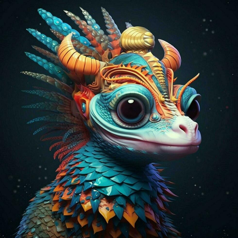 Design a 3D avatar that resembles a fantastical creature b photo