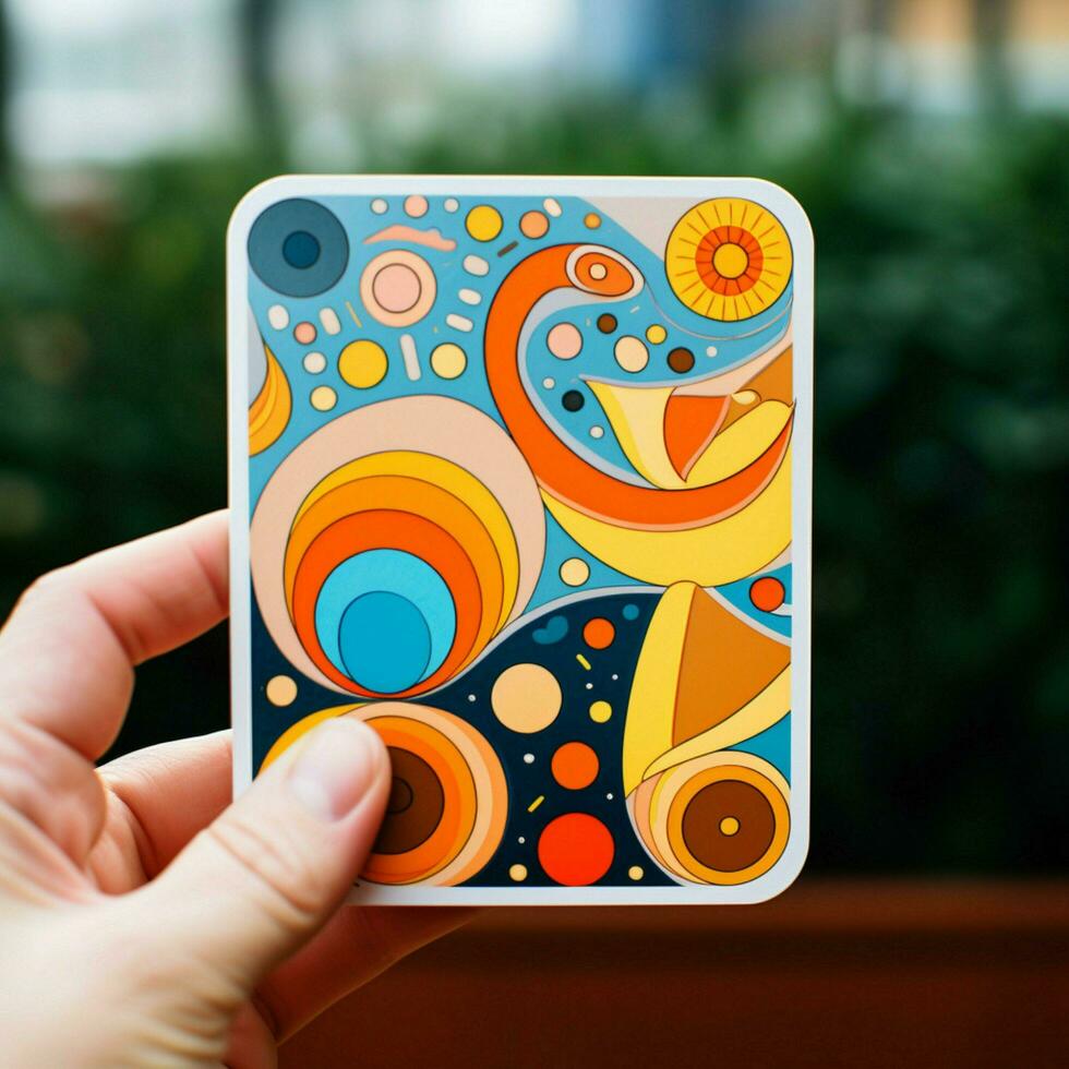 Design a sticker featuring a vibrant abstract pattern photo