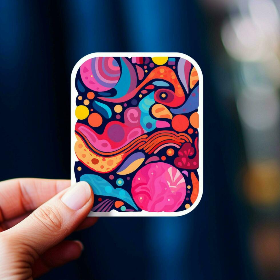 Design a sticker featuring a vibrant abstract pattern photo