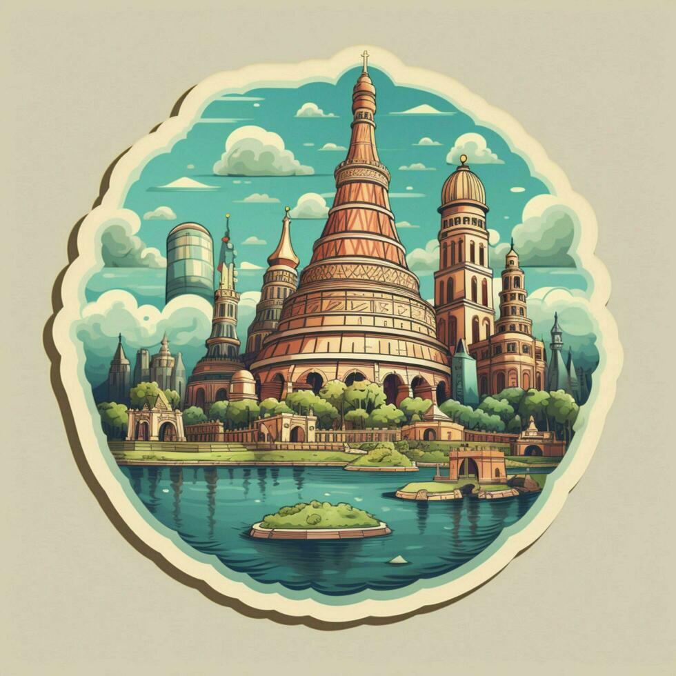 Design a sticker representing a famous landmark photo