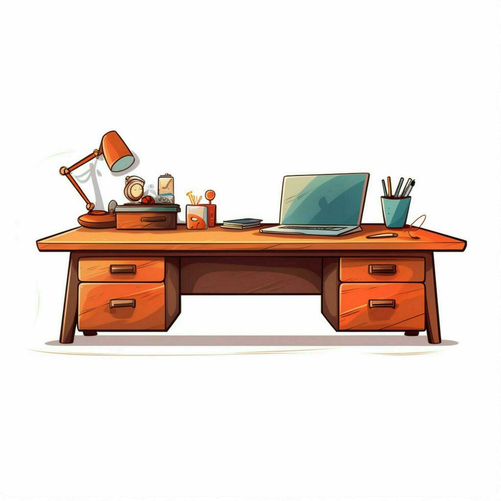 Desk 2d cartoon vector illustration on white background hi photo