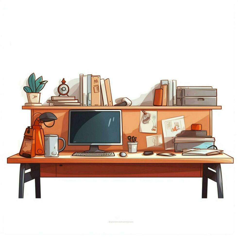 Desk 2d cartoon vector illustration on white background hi photo