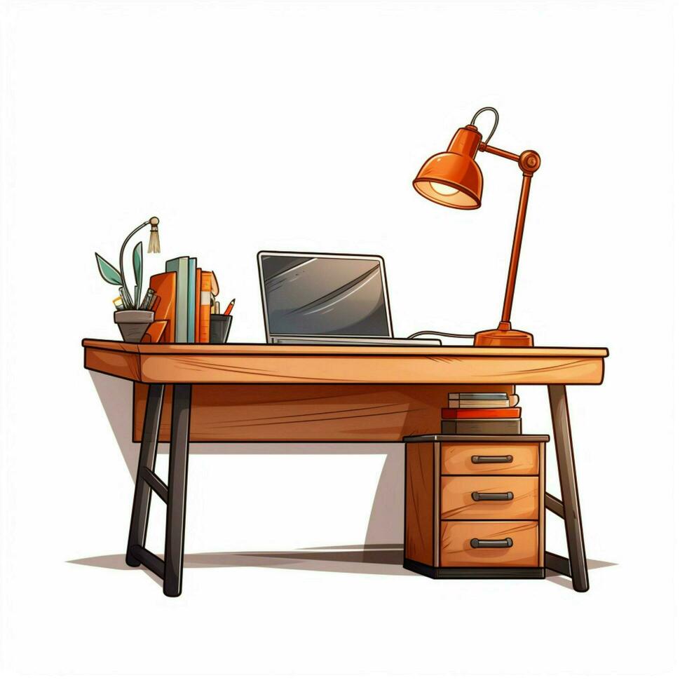 Desk 2d cartoon vector illustration on white background hi photo