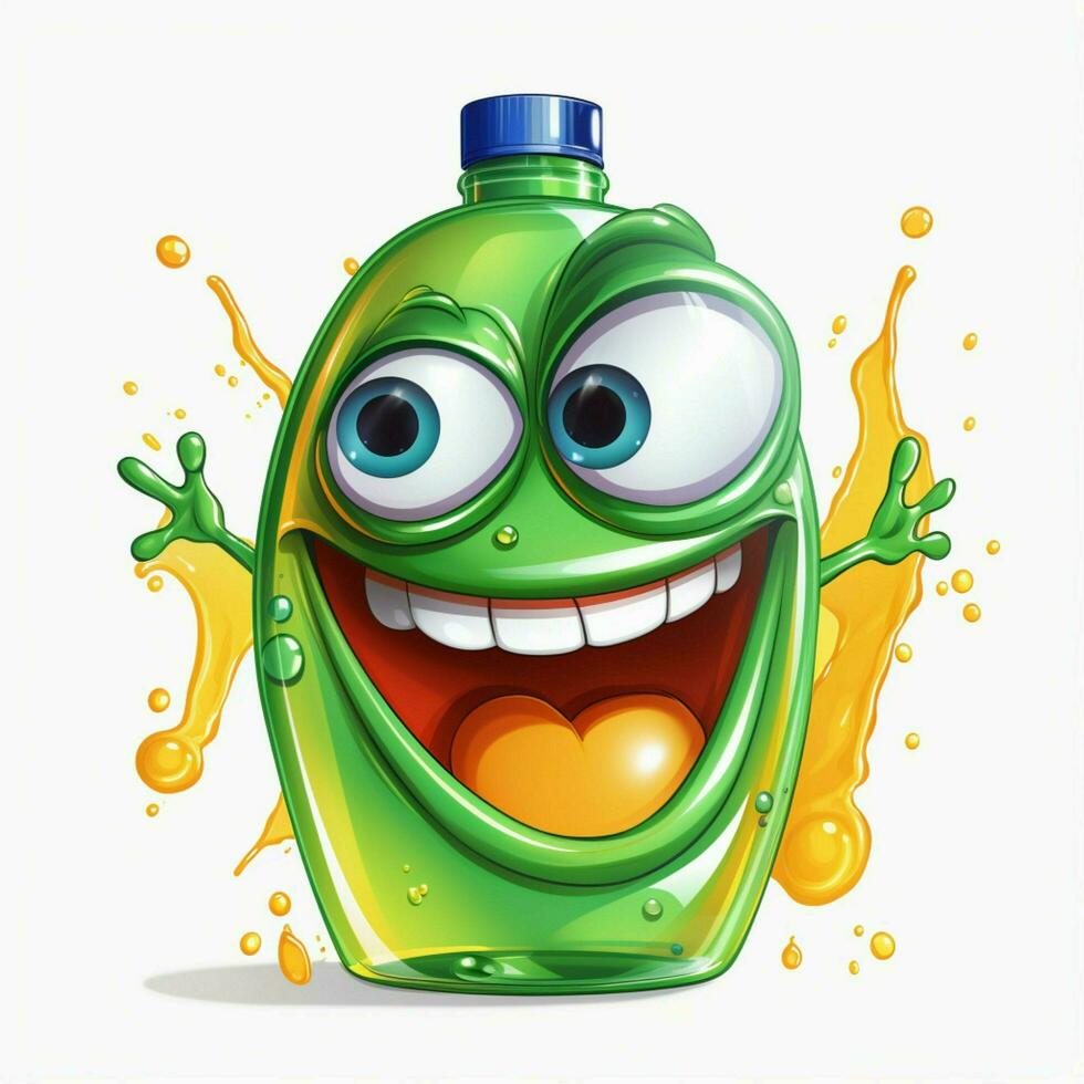 Dishwashing Liquid 2d cartoon illustraton on white backgro photo