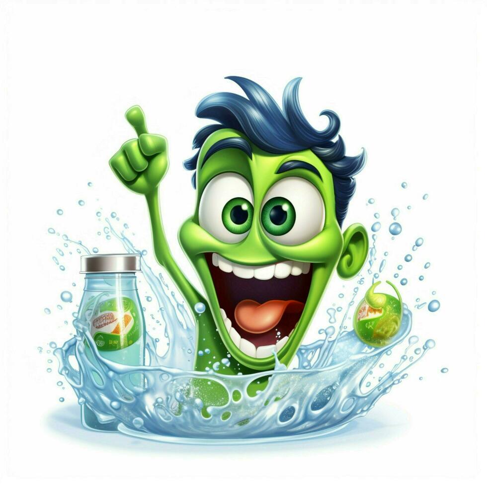 Dishwashing Liquid 2d cartoon illustraton on white backgro photo