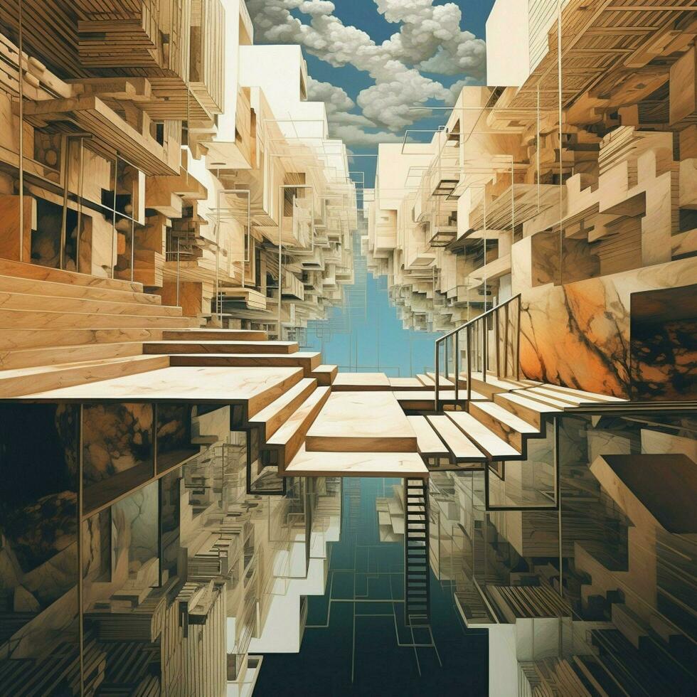 Distorted images blending reality and abstraction photo