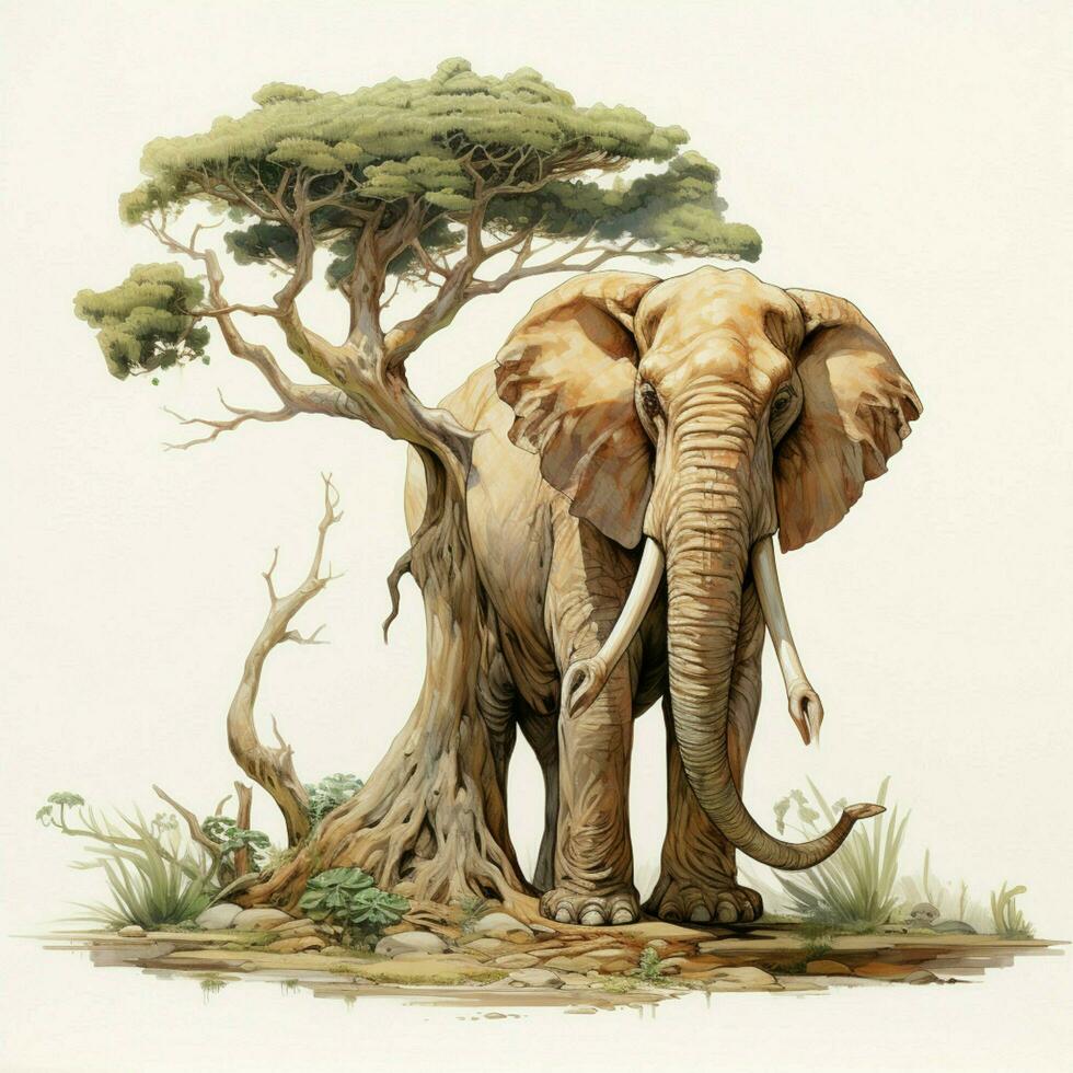 Docile herbivore with a long swaying trunk photo