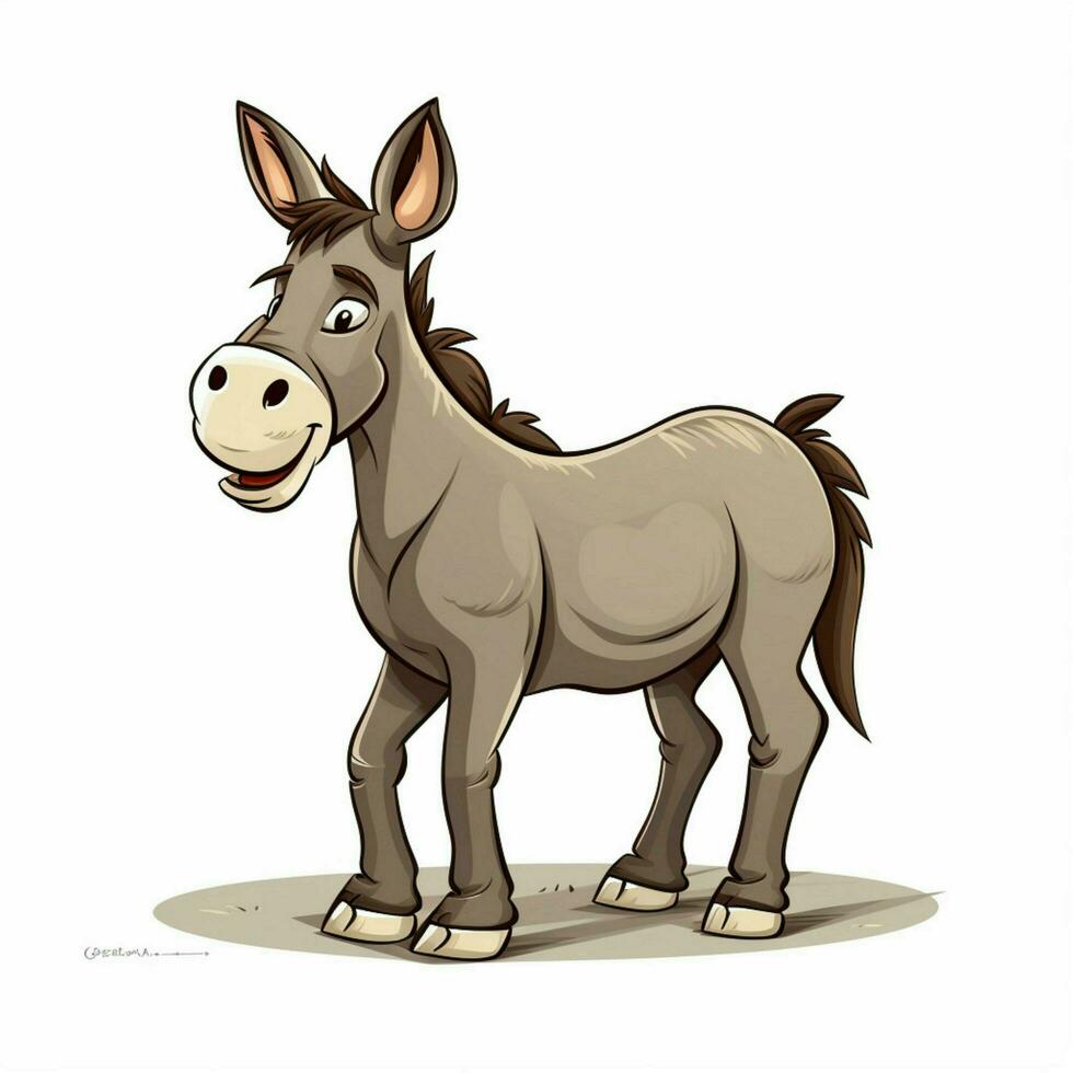 Donkey 2d cartoon vector illustration on white background photo