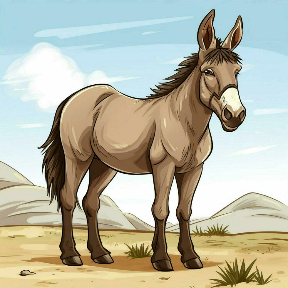 Donkey 2d vector illustration cartoon in white background photo