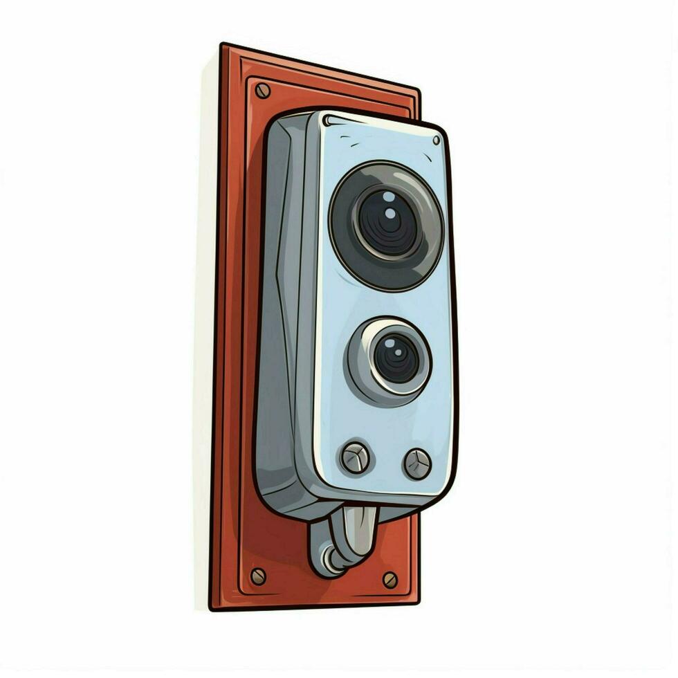 Doorbell camera 2d cartoon illustraton on white background photo