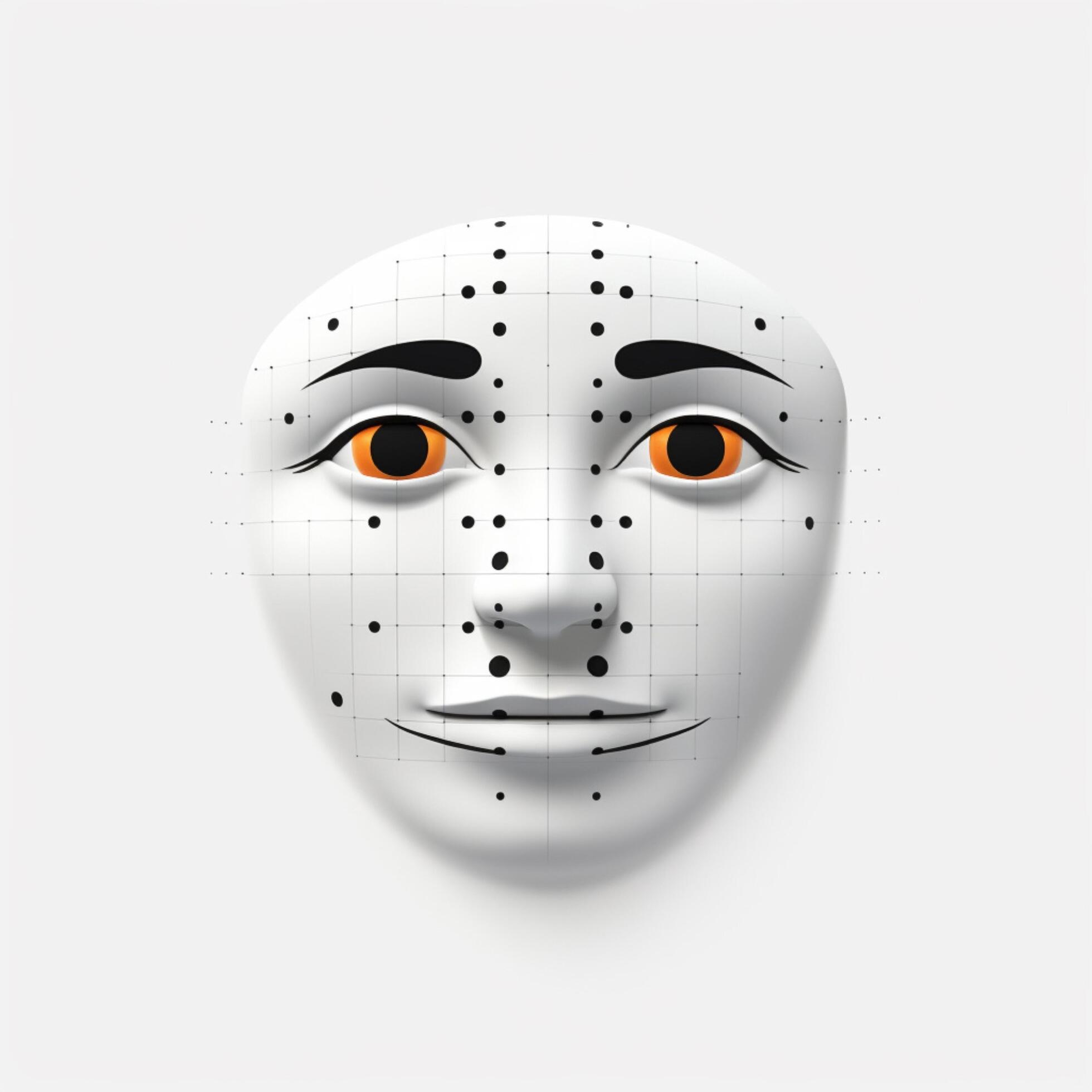 Dotted Line Face emoji on white background high quality 4k 30686208
