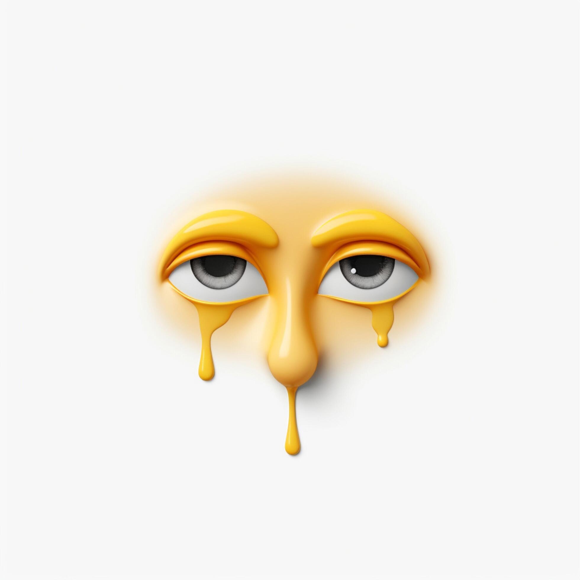 Downcast Face with Sweat emoji on white background high qu 30686244