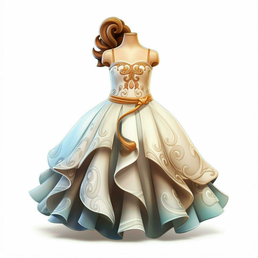 Dress 2d cartoon illustraton on white background high qual photo