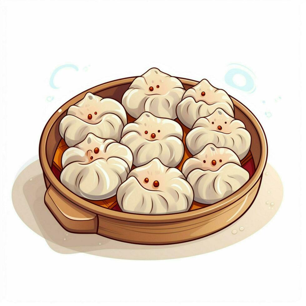 Dumplings 2d vector illustration cartoon in white backgrou photo