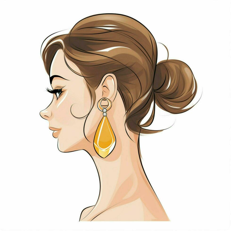 Earring 2d cartoon vector illustration on white background photo