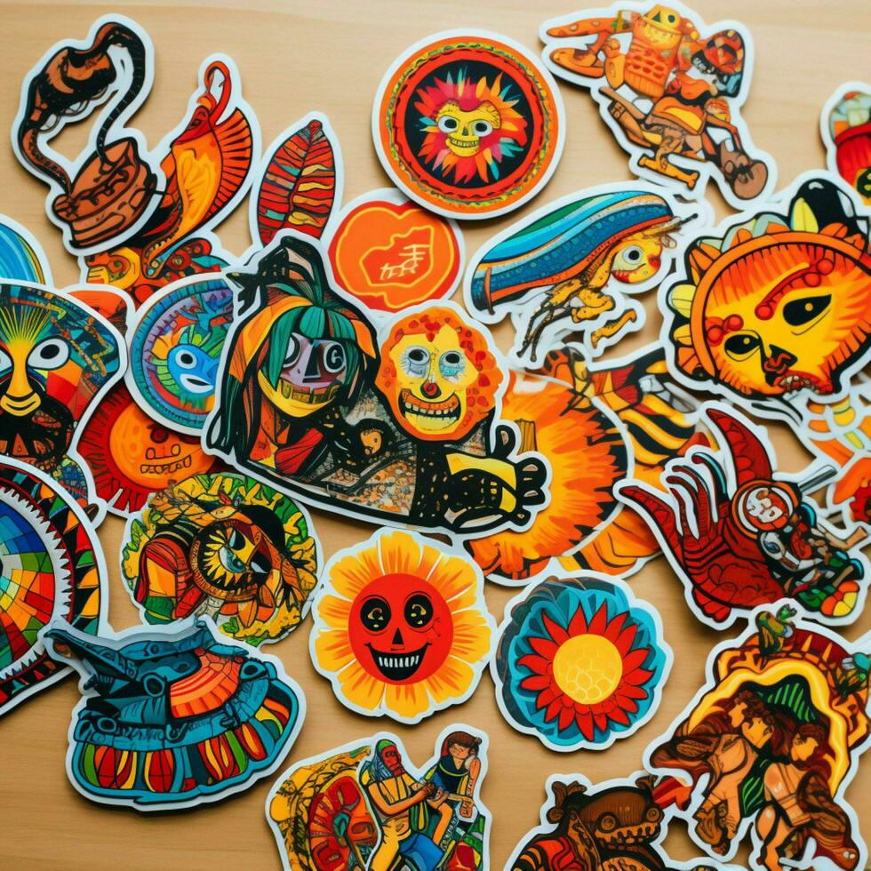 Eclectic and vibrant world culture stickers photo