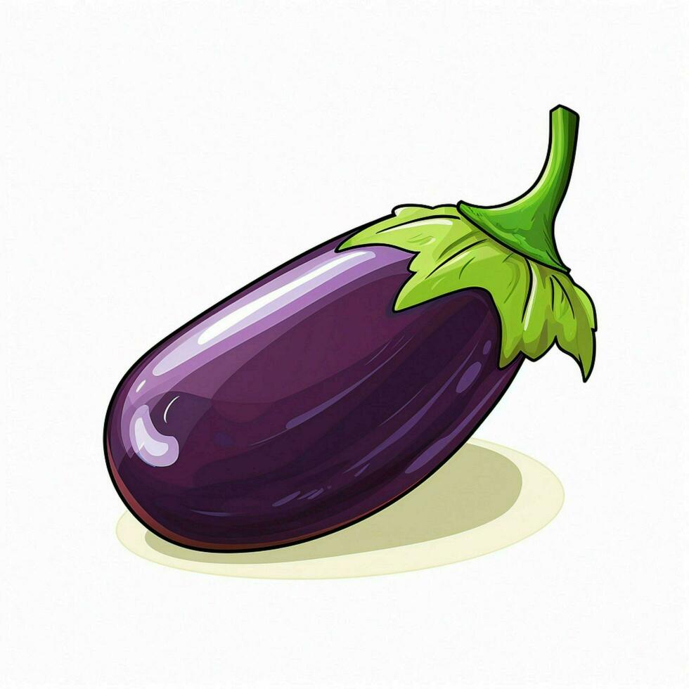 Eggplant 2d vector illustration cartoon in white backgroun photo