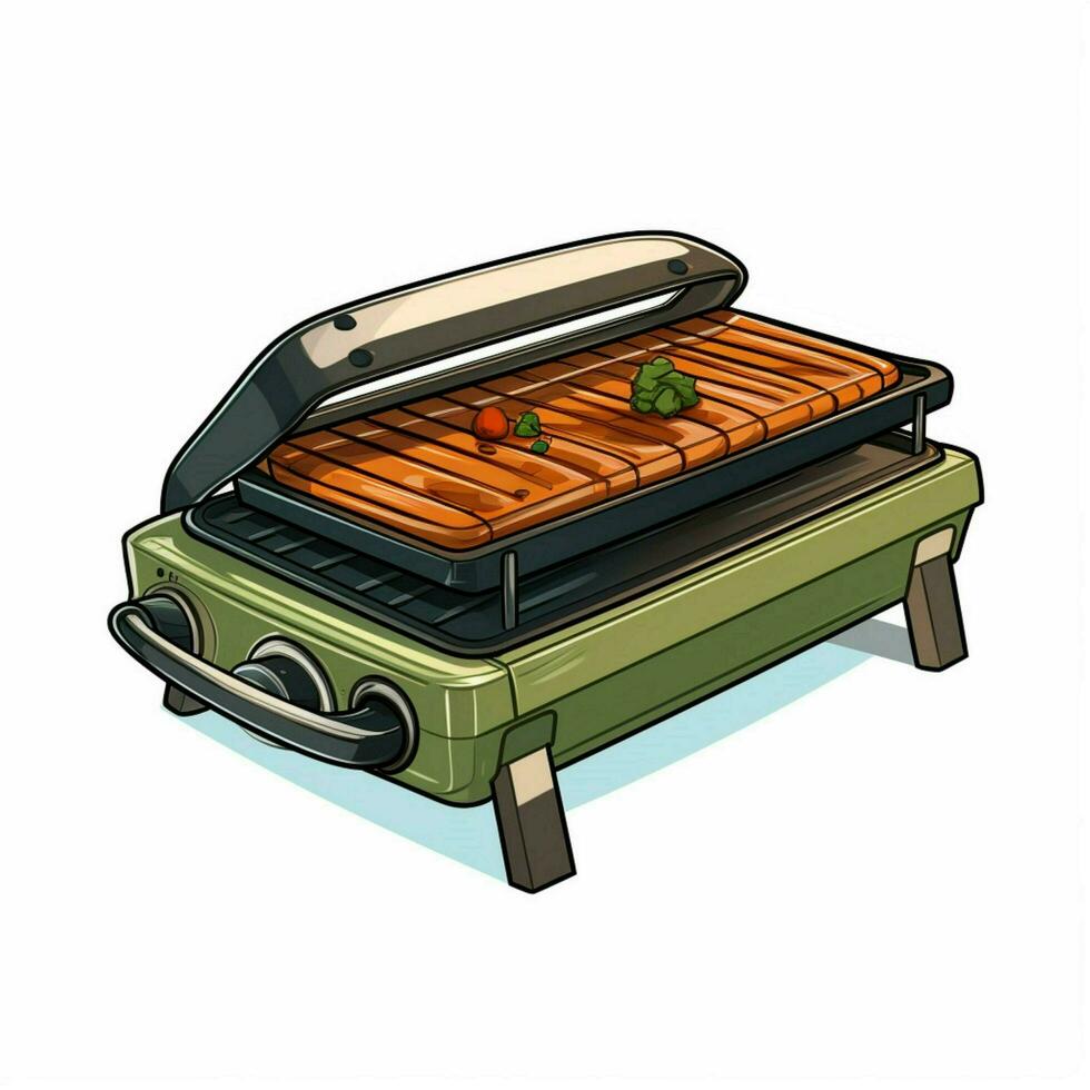 Electric grill 2d cartoon illustraton on white background photo