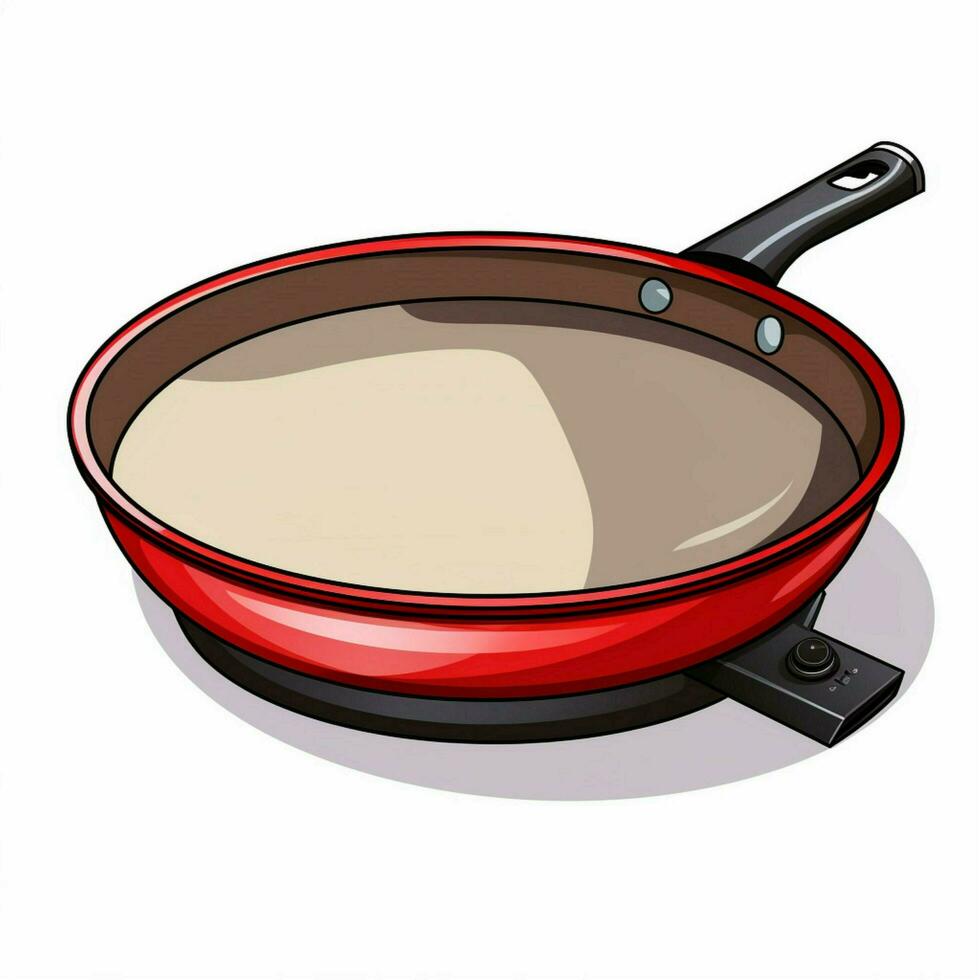 Electric frying pan 2d cartoon illustraton on white backgr photo