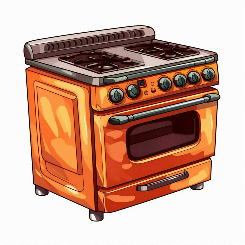 Electric stove 2d cartoon illustraton on white background photo