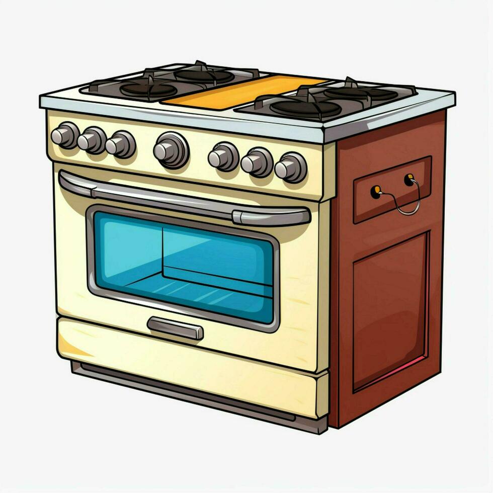 Electric stove 2d cartoon illustraton on white background photo