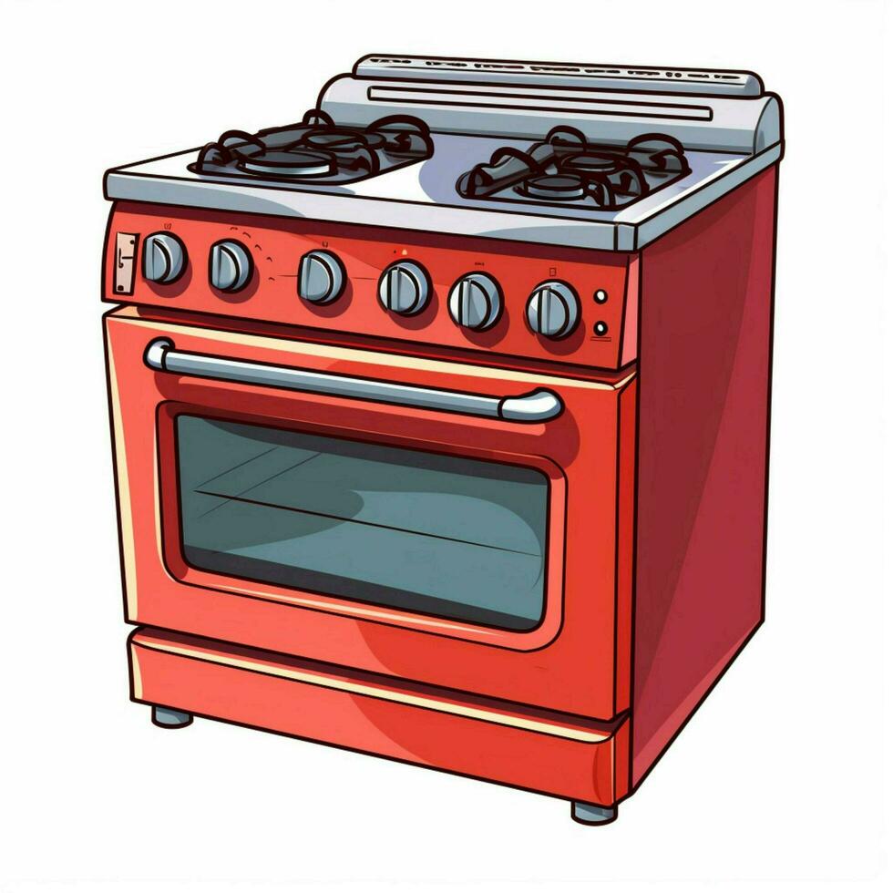 Electric stove 2d cartoon illustraton on white background photo