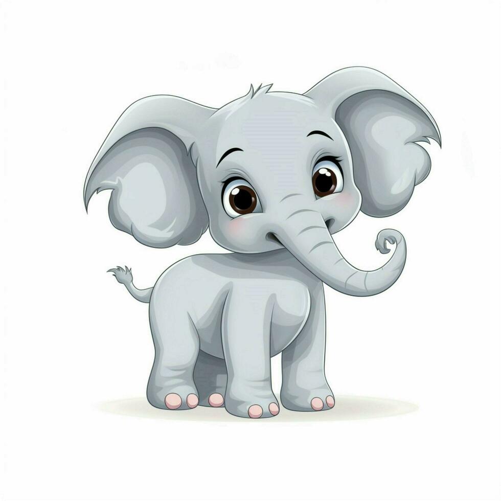 Elephant 2d cartoon vector illustration on white backgroun photo