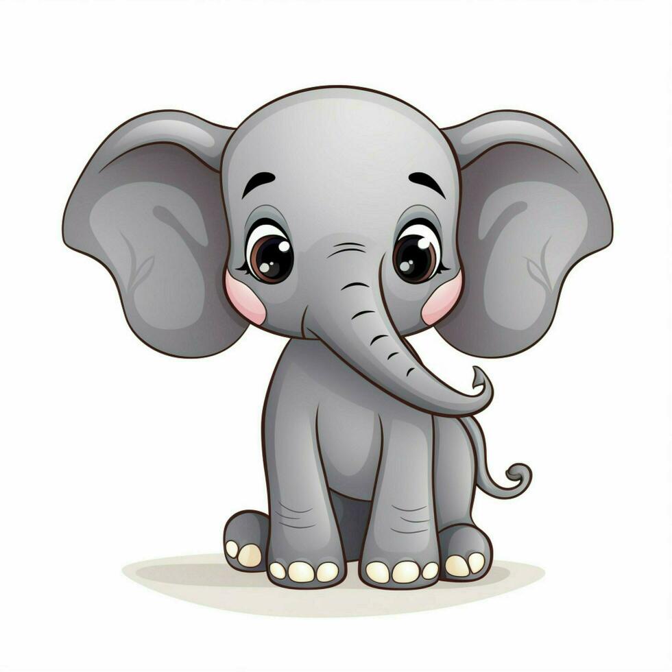 Elephant 2d cartoon vector illustration on white backgroun photo