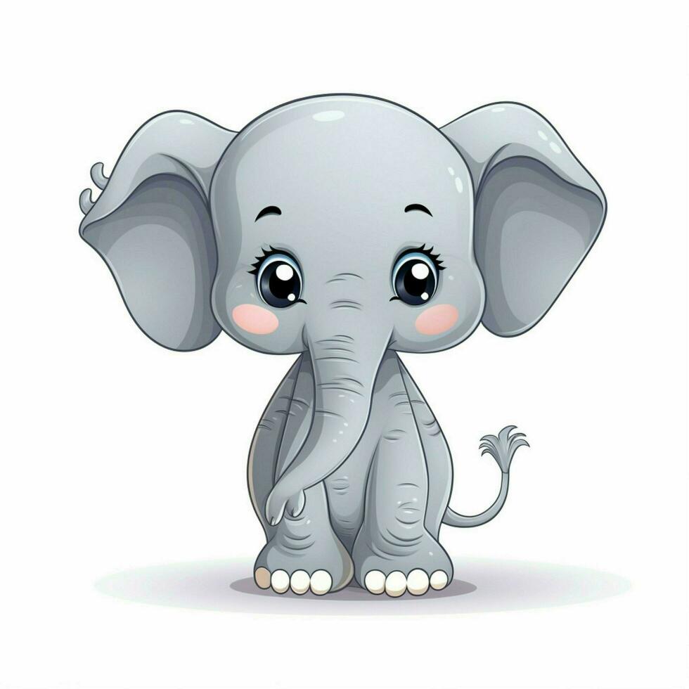 Elephant 2d cartoon vector illustration on white backgroun photo