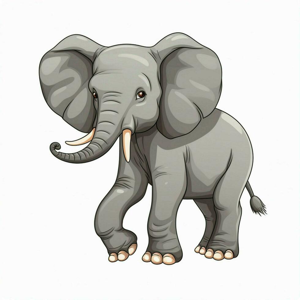 Elephant 2d cartoon vector illustration on white backgroun photo