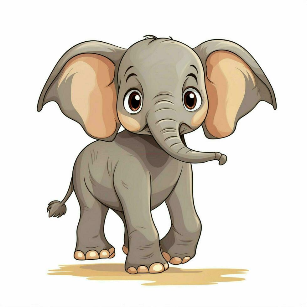 Elephant 2d cartoon vector illustration on white backgroun photo