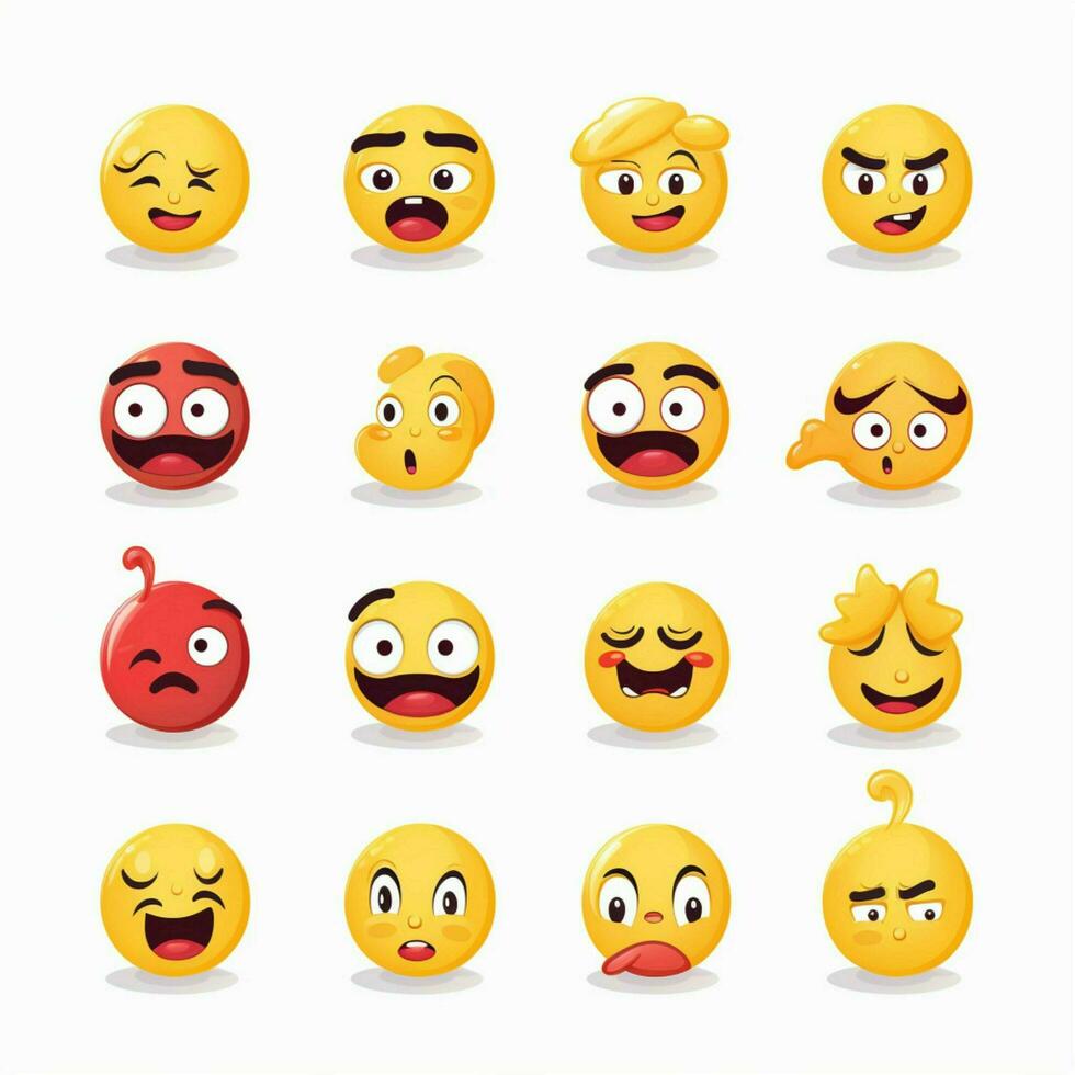 Emotion Emojis 2d cartoon vector illustration on white bac photo