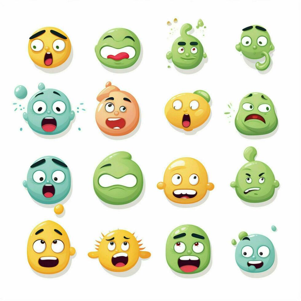Emotion Emojis 2d cartoon vector illustration on white bac photo