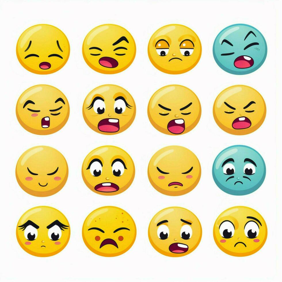 emoción emojis 2d dibujos animados vector ilustración en blanco bac foto