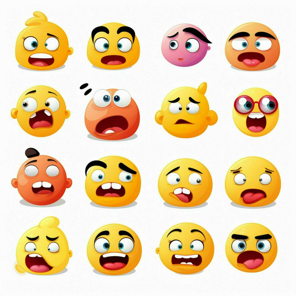 Emotion Emojis 2d cartoon vector illustration on white bac photo