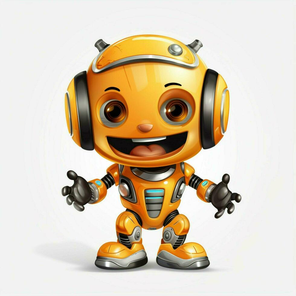 Entertainment robot 2d cartoon illustraton on white backgr photo