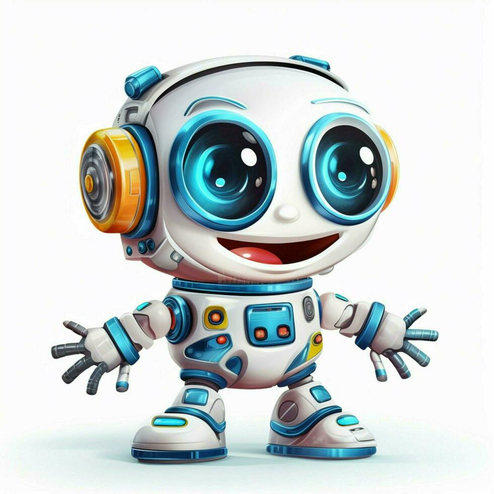 Entertainment robot 2d cartoon illustraton on white backgr photo