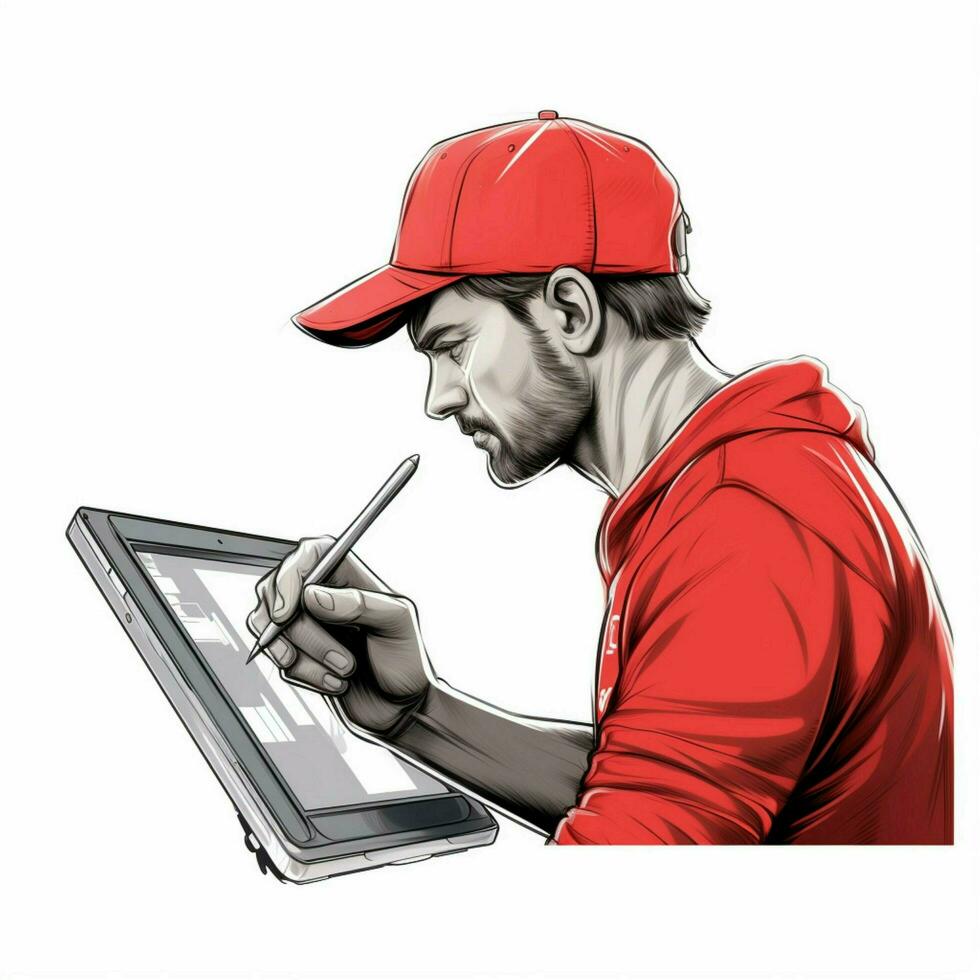 Etch A Sketch 2d cartoon illustraton on white background h photo