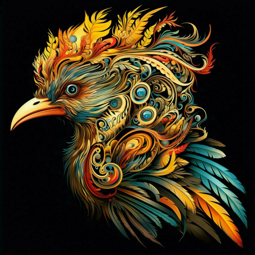 Exotic bird with an intricate feather pattern photo