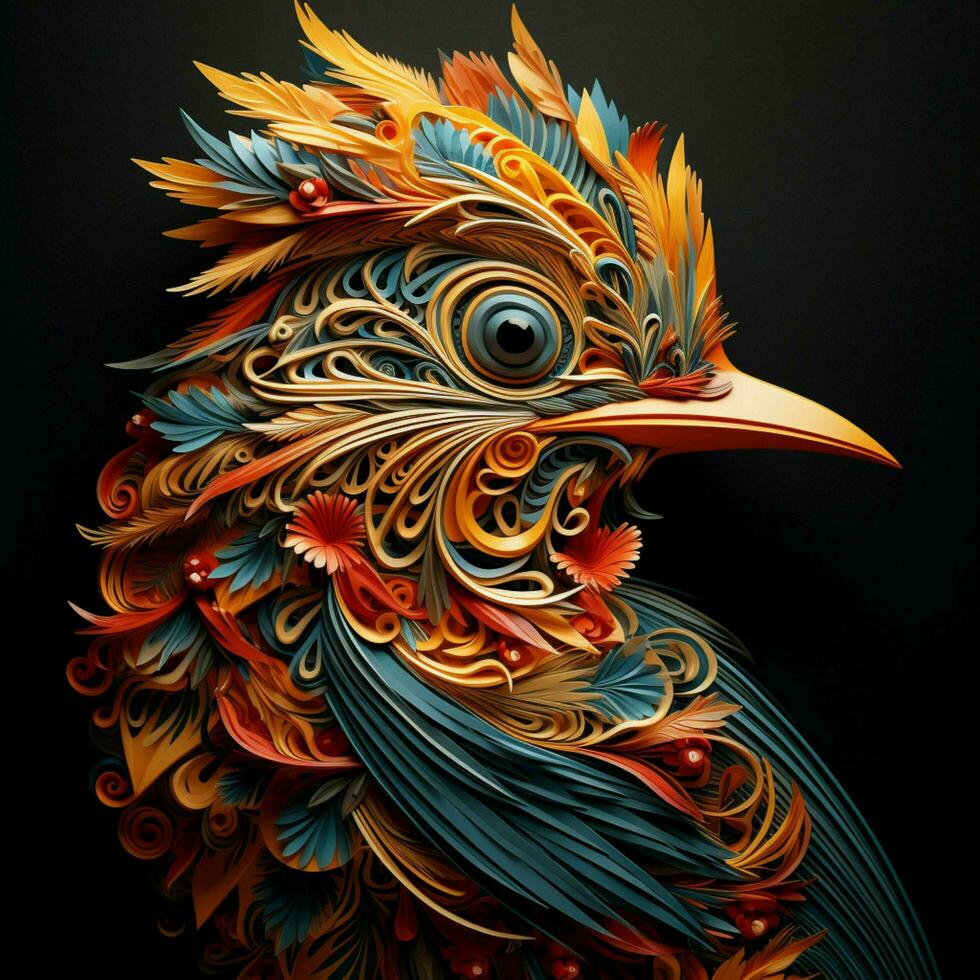 Exotic bird with an intricate feather pattern photo