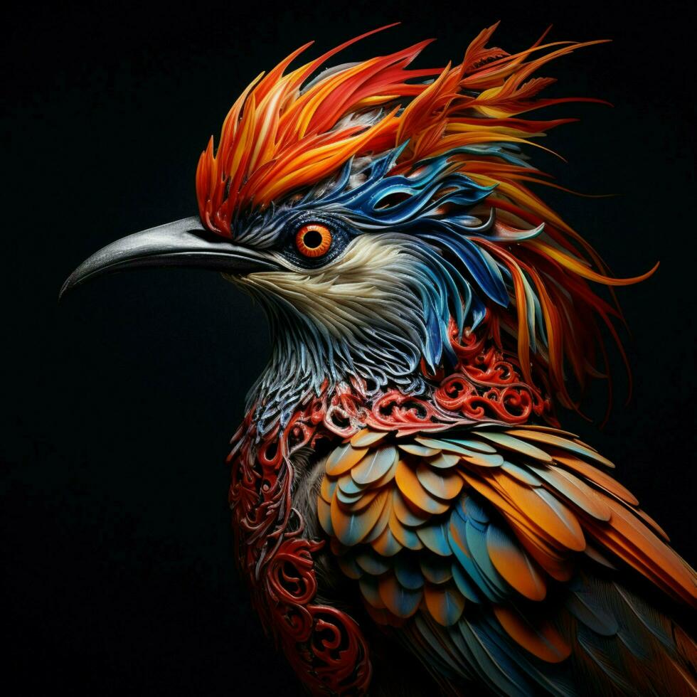 Exotic bird with an intricate feather pattern photo