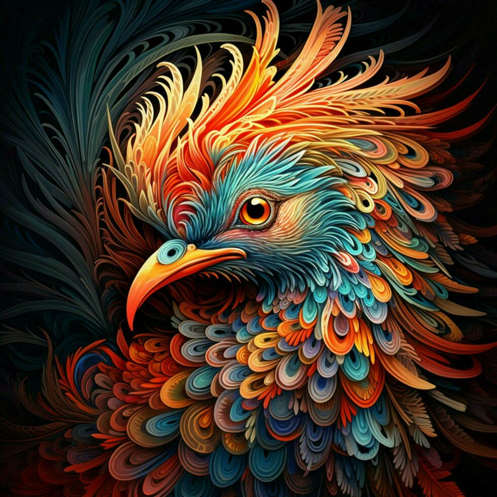 Exotic bird with an intricate feather pattern photo