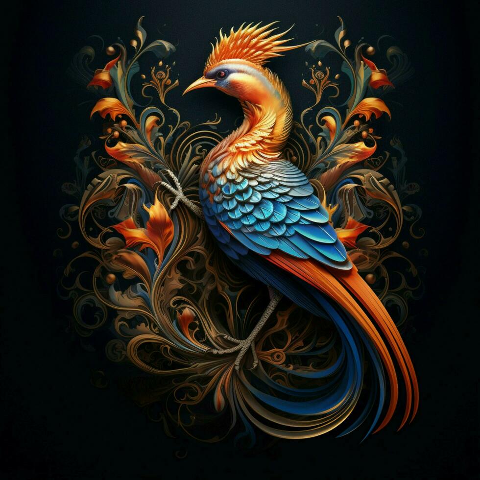 Exotic bird with an intricate feather pattern photo