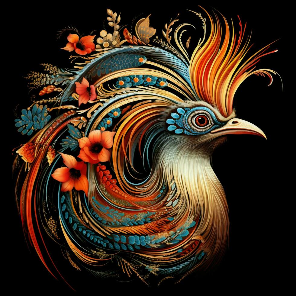 Exotic bird with an intricate feather pattern photo