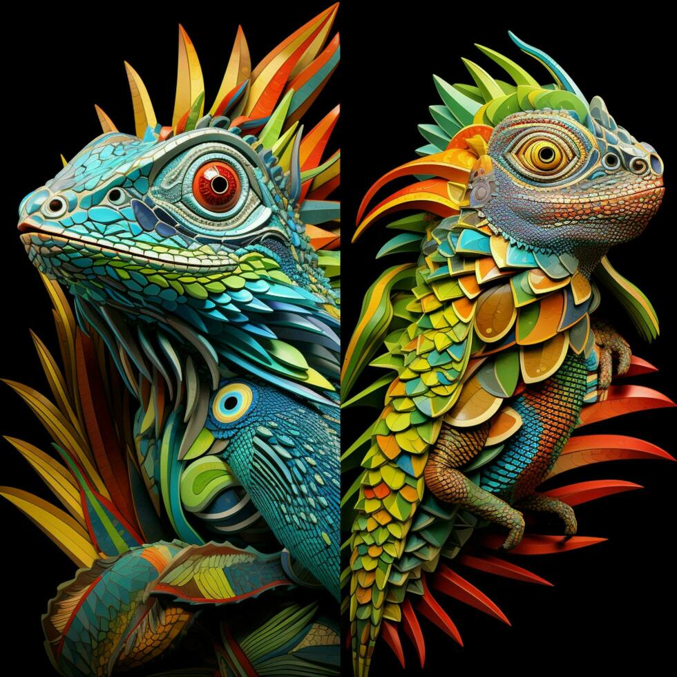 Exotic pets with vibrant and intricate patterns photo