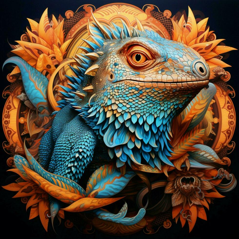 Exotic pets with vibrant and intricate patterns photo